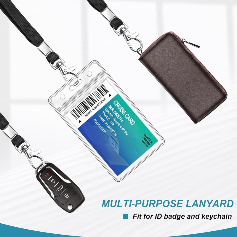 koorito 3 Pack Clear ID Badge Holder with Lanyard Black Lanyards with Vertical Waterproof ID Badge Holder for Office, School, Travel - Image 4